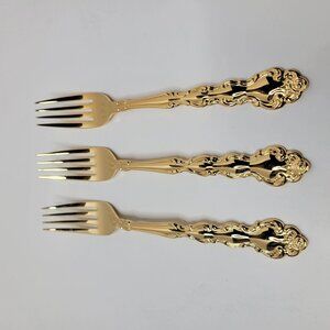Oneida Community Gold Beethoven Golden Electroplate Flatware Lot of 3 Forks